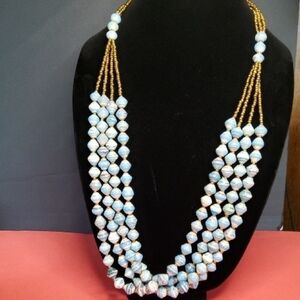 Yul Lang Four Stand Rolled Paper Beads Necklace